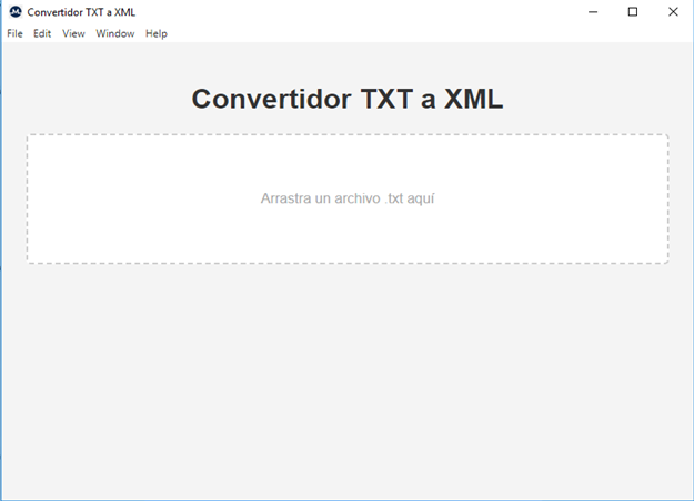 Interfaz del software Convertidor TXT-XML